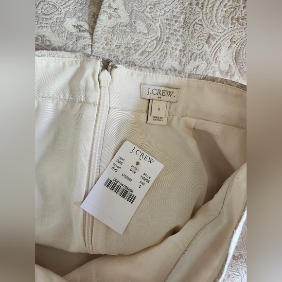 NWT J Crew Ivory Golden Shimmer Paisley Pencil Skirt - Picture 6 of 7